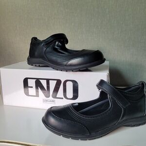 ENZO Elyse Kids Mary Jane Shoes Black School Uniform Dress Flats Girl Size 2